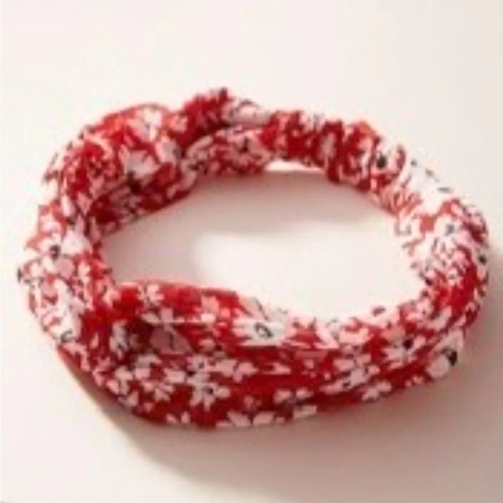 Anthropologie Headband in Red Floral Motif. Brand new!
